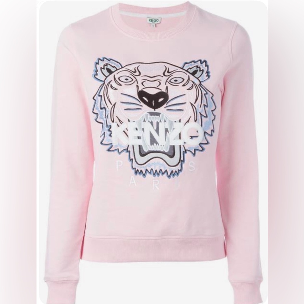 Kenzo Light Pink Tiger Embroidered Sweatshirt